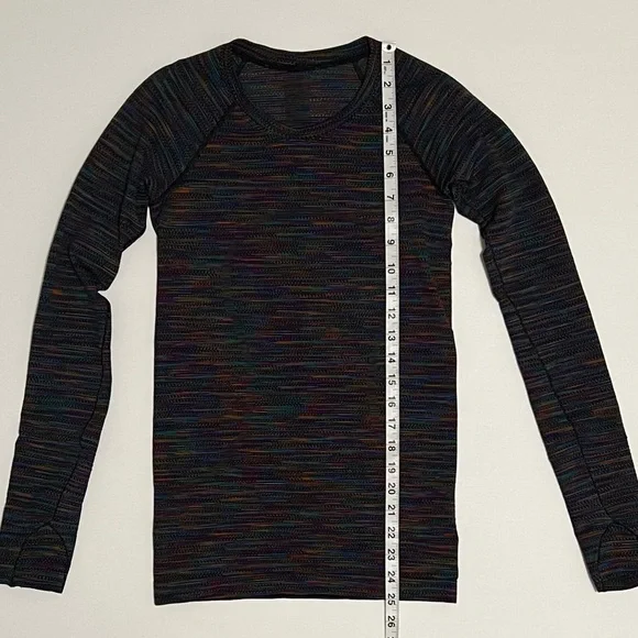 Lululemon Swiftly Tech Long Sleeve 2.0 Black/Rainbow Multi 4/Extra Small Run Top - Picture 11 of 15